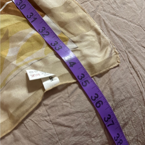 Pierre Cardin 100% Silk Yellow and Brown Leaf Scarf - Picture 5 of 6